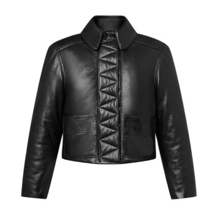 LOUIS VUITTON TOPSTITCHED LEATHER BOXY BIKER JACKET