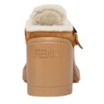 FENDI BAGUETTE BROWN NUBUCK AND SHEEPSKIN SABOTS