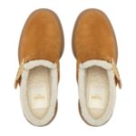 FENDI BAGUETTE BROWN NUBUCK AND SHEEPSKIN SABOTS