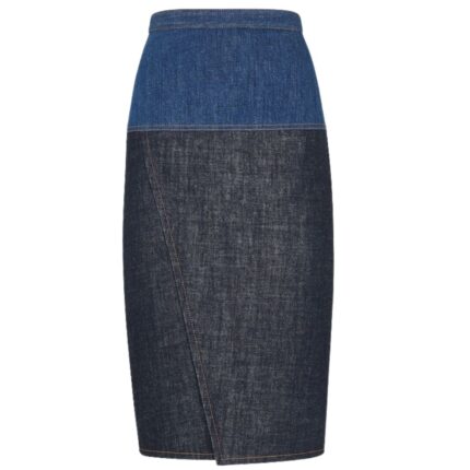 FENDI JEANS BLUE TWO-TONE DENIM SKIRT