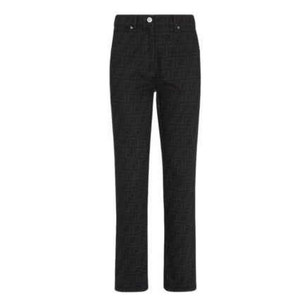 FENDI LONG JEANS BLACK FF DENIM PANTS