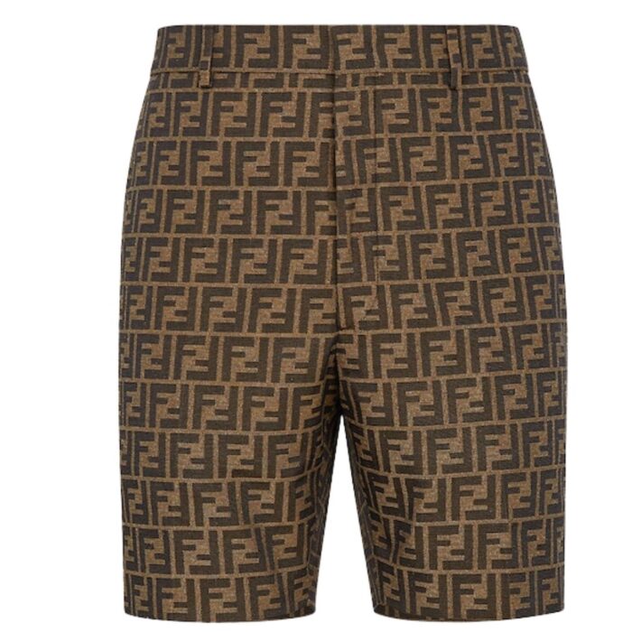 FENDI BERMUDA PANTS IN BROWN FABRIC