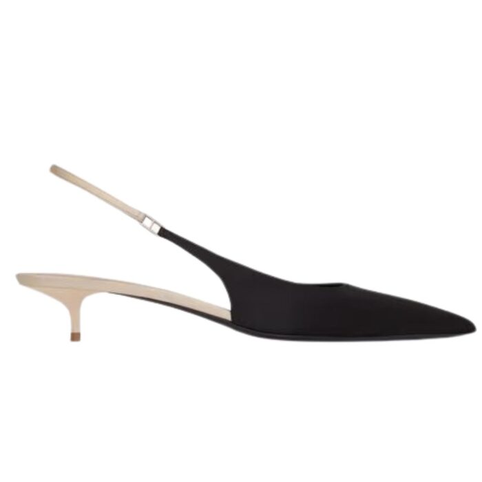 SAINT LAURENT CHERISH SLINGBACK PUMPS IN SATIN CREPE