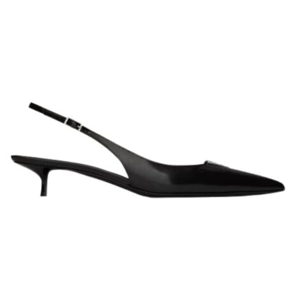 SAINT LAURENT CHERISH SLINGBACK PUMPS IN GLAZED LEATHER AND RHINESTONES