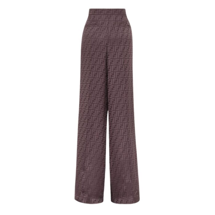 FENDI DARK PURPLE FF SILK PANTS