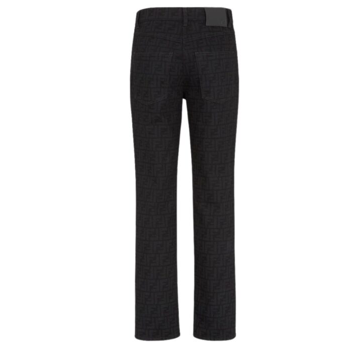 FENDI LONG JEANS BLACK FF DENIM PANTS