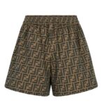 FENDI BROWN CANVAS SHORTS