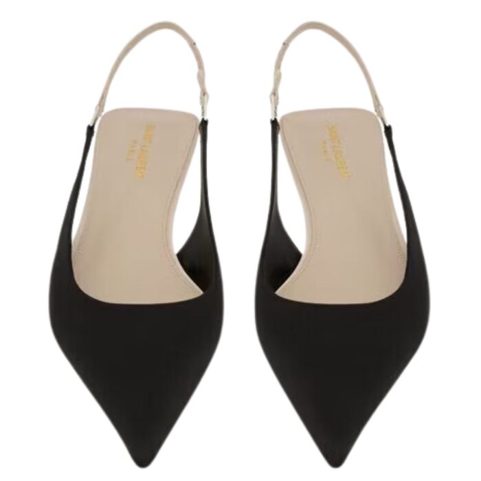 SAINT LAURENT CHERISH SLINGBACK PUMPS IN SATIN CREPE