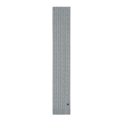 CELINE CABLE KNIT TRIOMPHE SCARF IN CASHMERE GREY