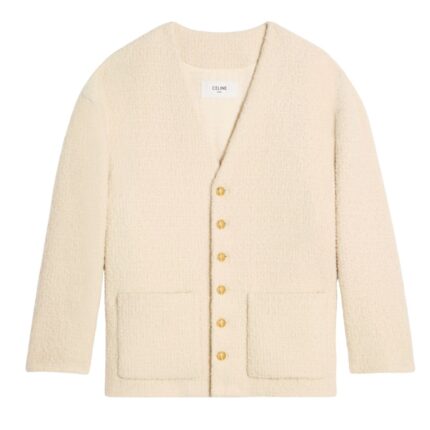 CELINE OVERSIZED JACKET IN BOUCLÉ TWEED CASHMERE BLACK