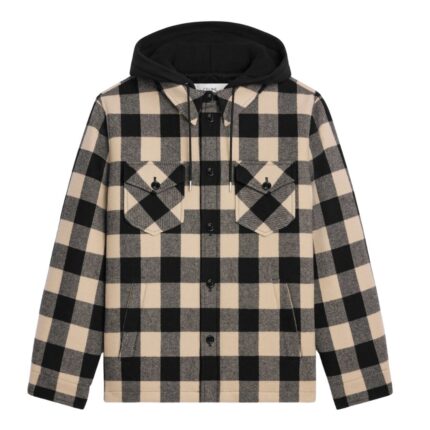 CELINE HOODED OVERSHIRT IN CHECK WOOL